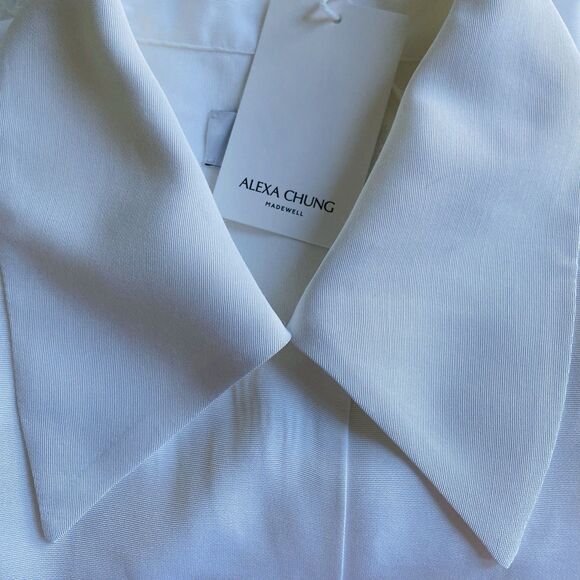 Madewell Alexa Chung White Shirt L Button-Up Pockets Sexy Glam Minimalist Preppy - Picture 2 of 9
